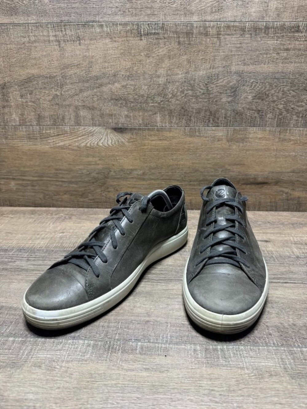 Ecco Soft 7 Brownish Gray Leather Sneakers Men's Size EU 45